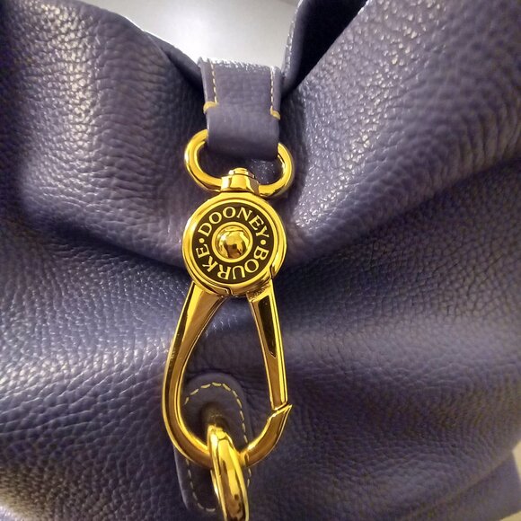 Dooney & Bourke Periwinkle Blue Leather Handbag Hobo Bag Purse Clasp - Picture 2 of 13